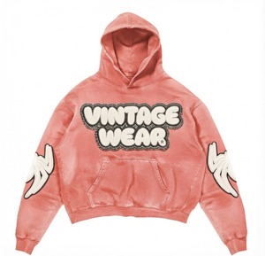 Sudadera con Capucha Extra Grande para Hombre, Estilo Vintage, con Estampado Puff, de Algodón French Terry, Estilo Otoñal, Precio al por Mayor - Product Image 1