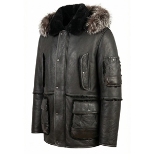 Luxury Genuine Leather Shearling Biker <b>Jacket</b> for Men Soft Fur <b>Lined</b> Winter Coat Premium Aviator Stylish Warm Outerwear - Product Image 6