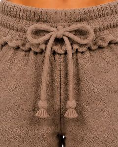 Taupe Brown Women <b>Drawstring</b> Cotton Terry Shorts Elastic Waist Casual Summer Lounge Wear Soft Pocket Mini Shorts Custom Fashion - Product Image 5