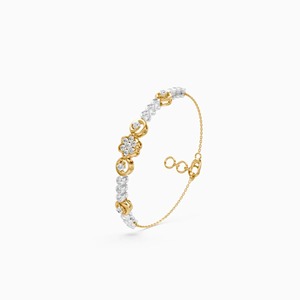 Dazzling 1.02 Ct Lab Grown Diamond Cluster Flower Bracelet In 9K Yellow White And Rose <b>Gold</b> - Product Image 3