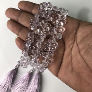 ลูกปัดอะมีทิสต์สีชมพูทรงหยดน้ำ เจียระไนเหลี่ยมเพชร ขนาด 5x8 มม.-7x12 มม. แท้ 100% รับรองโดย IGI เกรด AAA สำหรับทำเครื่องประดับ Vivaaz Gems - Product Image 4