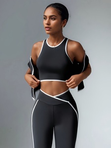 Wholesale Fitness Clothes for Gym Wear Women Sets 3 Pieces Yoga <b>Jackets</b> <b>Workout</b> Leggings Sports Bras Top Sportswear Set - Product Image 2