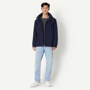Women's <b>Navy</b> Windbreaker Jacket Full Sleeve Zipper Closure Windproof Casual Solid Color Regular Length Outerwear - Product Image 3