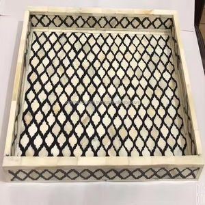 ถาดเสิร์ฟแบบฝังกระดูกทำด้วยมือของชาวอินเดียบริสุทธิ์มีหลายรุ่นให้เลือก - Product Image 2