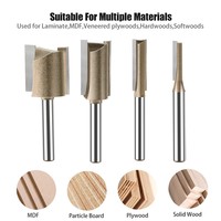 4pcs 1/4 Shank 6,8,10,12mm Carbide Tipped Double Flute Milling Cutter Grooving Trim Bit Straight Router Bit