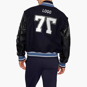 Chaqueta Varsity de Invierno con Diseño Geométrico de Animales, Impresión por Transferencia Térmica en la Parte Delantera, Impermeable, Reversible, de Lana y Cuero, Fabricante OEM - Product Image 4