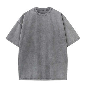 เสื้อยืดคอตตอนหนาน้ำหนักมากทรงโอเวอร์ไซส์สำหรับผู้ชาย สไตล์วินเทจ ล้างสีแบบแอซิดวอช แขนสั้น สำหรับผู้ชาย แบบสั่งทำพิเศษ - Product Image 3