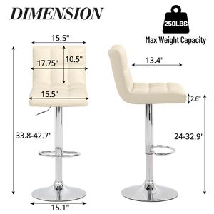 Juego de 2 Sillas de Bar Hengming con Altura Ajustable y Bandeja para Trompeta, para Restaurante, Sala de Estar, Cafetería, Espacio de Ocio - Product Image 1