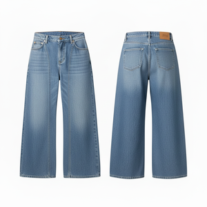 Jeans de Mezclilla Estilo Americano Vintage para Hombre y Mujer, Cintura Media, Corte Recto Holgado, Lavado Medio, Estilo Casual Otoñal, Streetwear Captens - Product Image 1