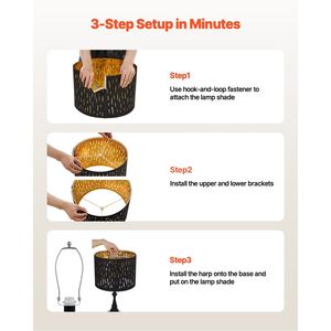 Set di 2 paralumi a tamburo medio rotondo 13X13X10 pollici con arpa per cover e sfumature - Product Image 5