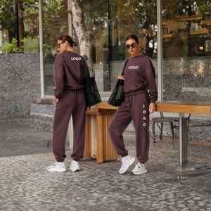 Ensemble de survêtement deux pièces personnalisé avec logo, en molleton de soie, sweat-shirt à capuche imprimé en relief, style sport d'hiver - Product Image 5