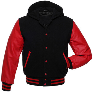 Maßgeschneiderte High-Street Letterman Varsity Jacken Wollkörper Echte Lederärmel Stehkragen Dünn Winter Wasserdicht Atmungsaktiv - Product Image 4