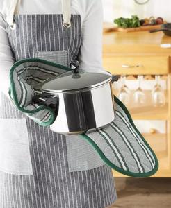 Doppia striscia Chef cucina cucina cottura collezione forno, doppio guanto da forno, 35x7.5 ", verde scuro | Importazioni di Design - Product Image 5