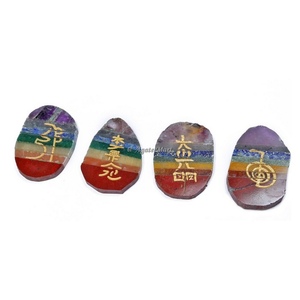 Cristal Reiki Pierres de Guérison Gravé Chakra Pierre 7 Chakra Collé Gravé Reiki Set en ligne fournitures authentiques Ensemble de cristaux Reiki - Product Image 1