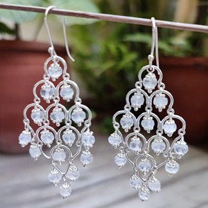 Boucles d'oreilles en pierre de lune arc-en-ciel en argent sterling 925, faites à la main, style bohème, pour femme, bijoux de promesse, pierre de naissance de juin - Product Image 2