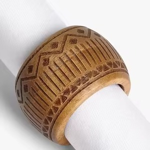 Anneau de serviette en bois design, élégant, pour réception de mariage de luxe, restaurant, hôtel, décoration de banquet - Product Image 4