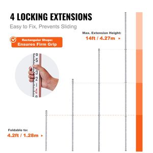 Bastone di Livellamento in Alluminio da 14 Piedi (4,27 m) a 6 Sezioni, Bilaterale, Scala 1/10, Strumento di Misurazione - Product Image 3