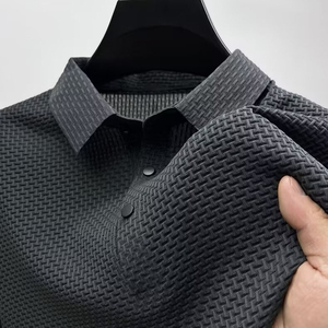 Chemises polo pour hommes de haute qualité à manches courtes, séchage rapide, imprimés rayés avec décoration boutonnée, tissu de qualité et soie, taille XL - Product Image 2