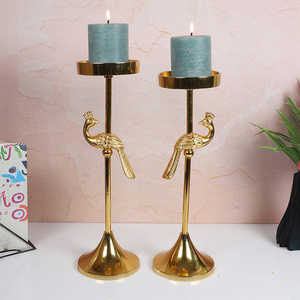 Handcrafted Gold Plated Aluminum <b>Tea</b> <b>Light</b> <b>Holder</b> Peacock Design Heat Resistant Tabletop Home Wedding Christmas Decoration - Product Image 4