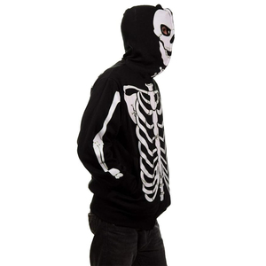 Sudadera con capucha y cremallera completa con estampado de esqueleto personalizado, 100% algodón, gruesa, de invierno, unisex, transpirable, de secado rápido, forro polar ecológico - Product Image 6