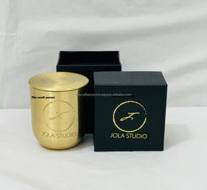 Contenants décoratifs pour bougies en cire de soja, en laiton, faits à la main, écologiques, avec logo personnalisé, finition brossée, parfumés - Product Image 6