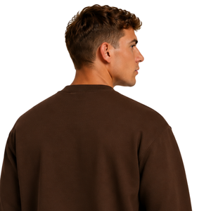 Chocolate <b>Brown</b> Men Sweatshirt Crew Neck <b>Long</b> <b>Sleeve</b> Pullover Casual Fleece <b>Top</b> Customized Logo Streetwear Winter Sportswear - Product Image 4