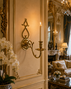 Luxury European Venetian Baroque <b>Wall</b> <b>Sconce</b> Premium Decorative <b>Wall</b> <b>Light</b> with Elaborate Ornamental Mirrorwork, Elegant Brass - Product Image 1