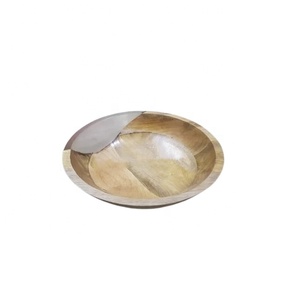 Ensemble de cuillères bol de service en résine transparente verte motif rond avec bois de manguier pour la nourriture ensemble de service bol de fruits décoratif arabe - Product Image 6