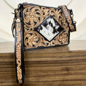 Bolso de mano de cuero de vaca con diseño personalizado de alta calidad, bolso de mano para mujer, espalda a cuadros negra y turquesa - Product Image 4