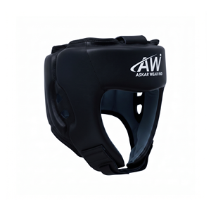 ASKAR WEAR IND <b>Boxing</b> <b>Headgear</b> Sparring PU Leather Lace-Up Adjustable Straps Blue Adult Training Gear - Product Image 1