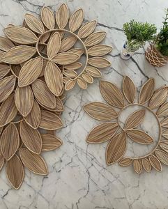 Set de table en rotin tressé à la main de style tropical, en forme de feuille, naturel, pour décoration de table bohème, accessoire de maison écologique - Product Image 4