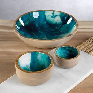 Tazón de Madera de Lujo Ecológico Hecho a Mano con Diseño Impreso, Acabado Pulido, de Alta Calidad, para Servir Alimentos, Ensaladas, Frutas y Sopas - Product Image 2