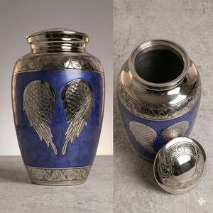 Grande urne funéraire artisanale en laiton au design moderne, gris ardoise, pour cendres humaines adultes - Product Image 4