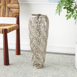 Vase en aluminium métallique de style glamour moderne avec un design de découpe complexe, vase de sol intérieur/extérieur côtier, décoration - Vente en gros - Product Image 4