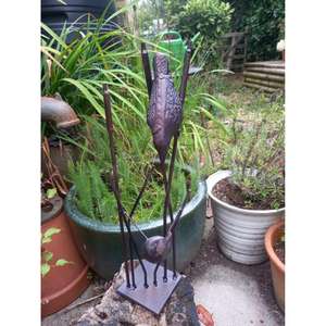 งานฝีมือ รูปปั้นนกเหล็กหล่อบนต้นกก ของตกแต่งสวนและบ้านไร่ - Product Image 5