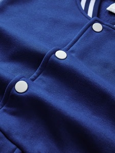 Chaqueta Cortavientos Personalizada Reversible Unisex Azul y Blanca Estilo Preppy con Cuello Camisero y Manga Regular de Poliéster - Product Image 3