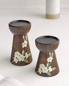 Support à bougies en bois vintage créatif, écologique et décoratif, idéal pour les mariages, les dîners et la maison, à prix avantageux. - Product Image 3