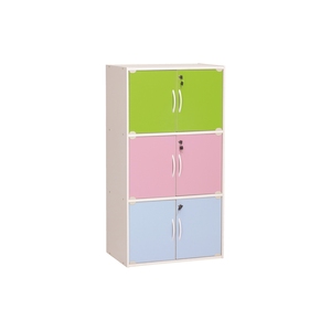 Armoire de rangement minimaliste blanche multicolore à 6 portes avec serrure, organisateur de casier pour la maison ou le bureau - Product Image 1