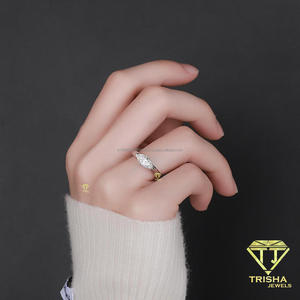 Bague élégante en moissanite taille marquise, bande en argent élégante, solitaire minimaliste, bijoux de fiançailles et de mariage pour femmes et jeunes filles - Product Image 2