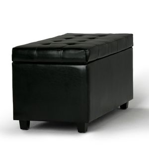 Cosmopolitan Midnight Black <b>Storage</b> Ottoman Stylish <b>Stool</b> with Hidden <b>Storage</b> Space - Product Image 5