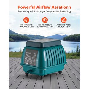 Pompa ad aria lineare da 1110 GPH per sistema di aerazione seppica, stagni profondi 3 metri per acquacoltura e acquari, aeratori 100% efficienti - Product Image 1