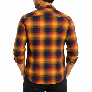 New Men's Flannel Shirt <b>Large</b> Plaid Color Matching Fashion Dynamic Casual Men's Long Sleeve Shirt - Product Image 2