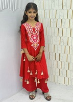 Ensemble de vêtements traditionnels pour filles, en pur coton doux, Salwar Kameez, pour mariage et fête, avec broderie multi-fils et travail miroir, séchage rapide