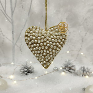 Wholesale Beaded Heart Gold Tone Hanging Decoration Handmade Holiday Gift Christmas <b>Tree</b> <b>Ornament</b> - Product Image 1