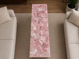 Mesa de Comedor de Cuarzo Rosa de Lujo, Piedra Natural Semipreciosa, Ecológica, Muebles Modernos Personalizados para Diwali y Aniversarios - Product Image 3