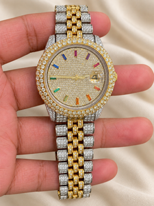 Luxury Hip Hop Quartz Watch Iced Dial Stainless Steel Bracelet <b>Wristwatch</b> Date Display for <b>Men</b> - Product Image 3