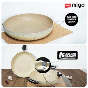Juego de Utensilios de Cocina de Cerámica de 6 Piezas con Base de Inducción, Sartén Antiadherente con Tapa, Sartén para Freír, Sartén Tawa, 2 Espátulas, Libre de PTFE, PFOA y Metales Pesados - Product Image 3