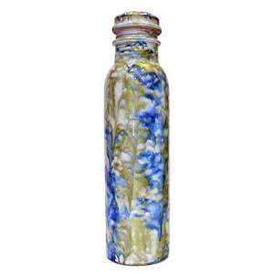 Bouteille d'eau en cuivre de style moderne à double paroi avec impression florale émaillée personnalisée, écologique pour le yoga, la gym, le bureau et l'école - Product Image 1
