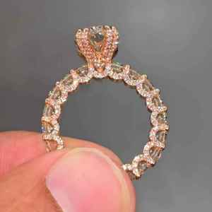 Sparkling Lab Grown Diamond Moissanite <b>Cross</b> <b>Ring</b> Rose Gold Plated Fashion Jewelry for Wedding and Engagement - Product Image 2