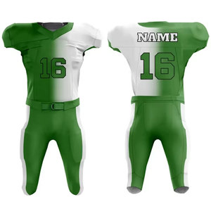Custom American Football Uniform <b>Set</b> Black Blue Gradient <b>V</b>-Neck Sleeveless Jersey Heat-Transfer Printed 100% Polyester Plus Size - Product Image 2